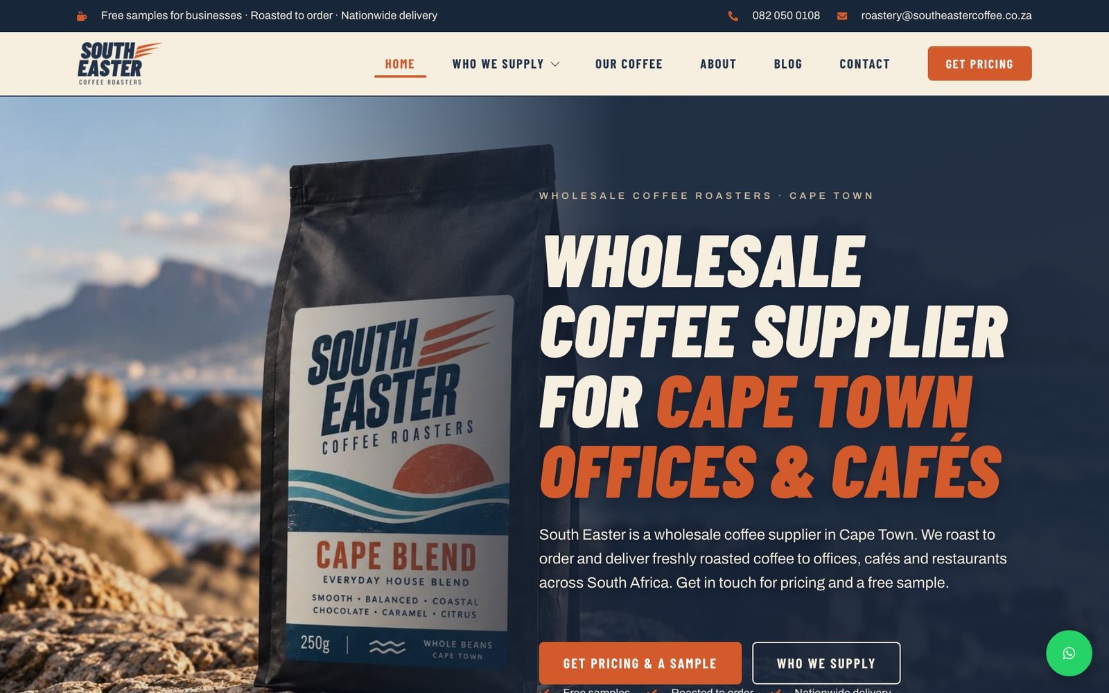 Southeaster Coffee website homepage designed by Marketing Bru