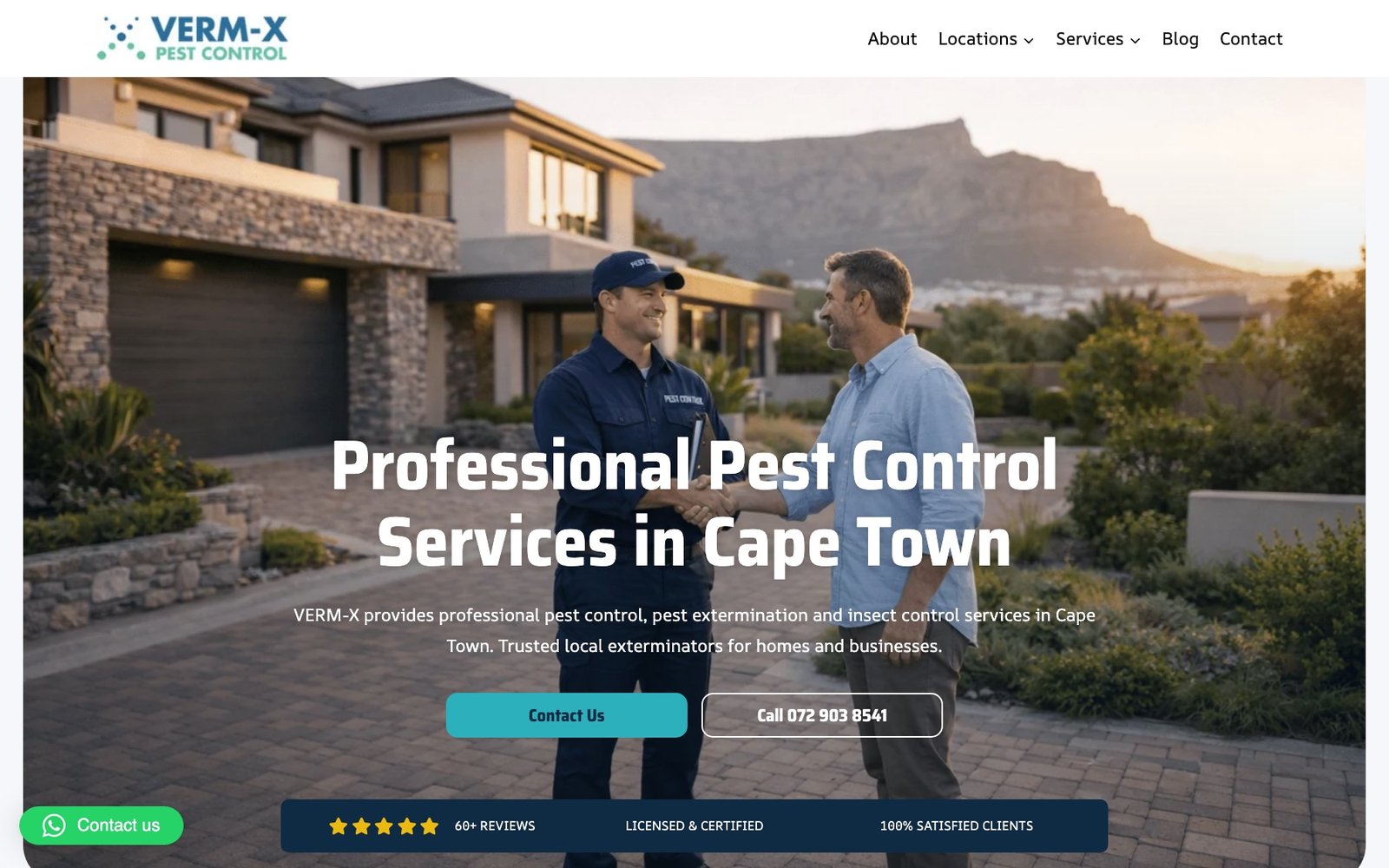 Verm-X Pest Control website homepage designed by Marketing Bru